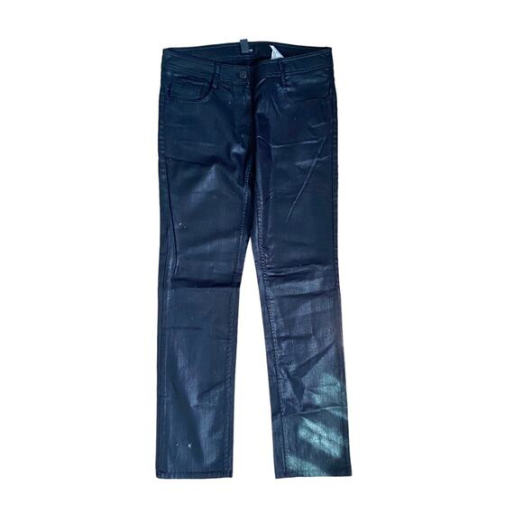 H&M Slim Fit Mid Waist Coated Denim Jean Black Size 10 - Picture 1 of 8